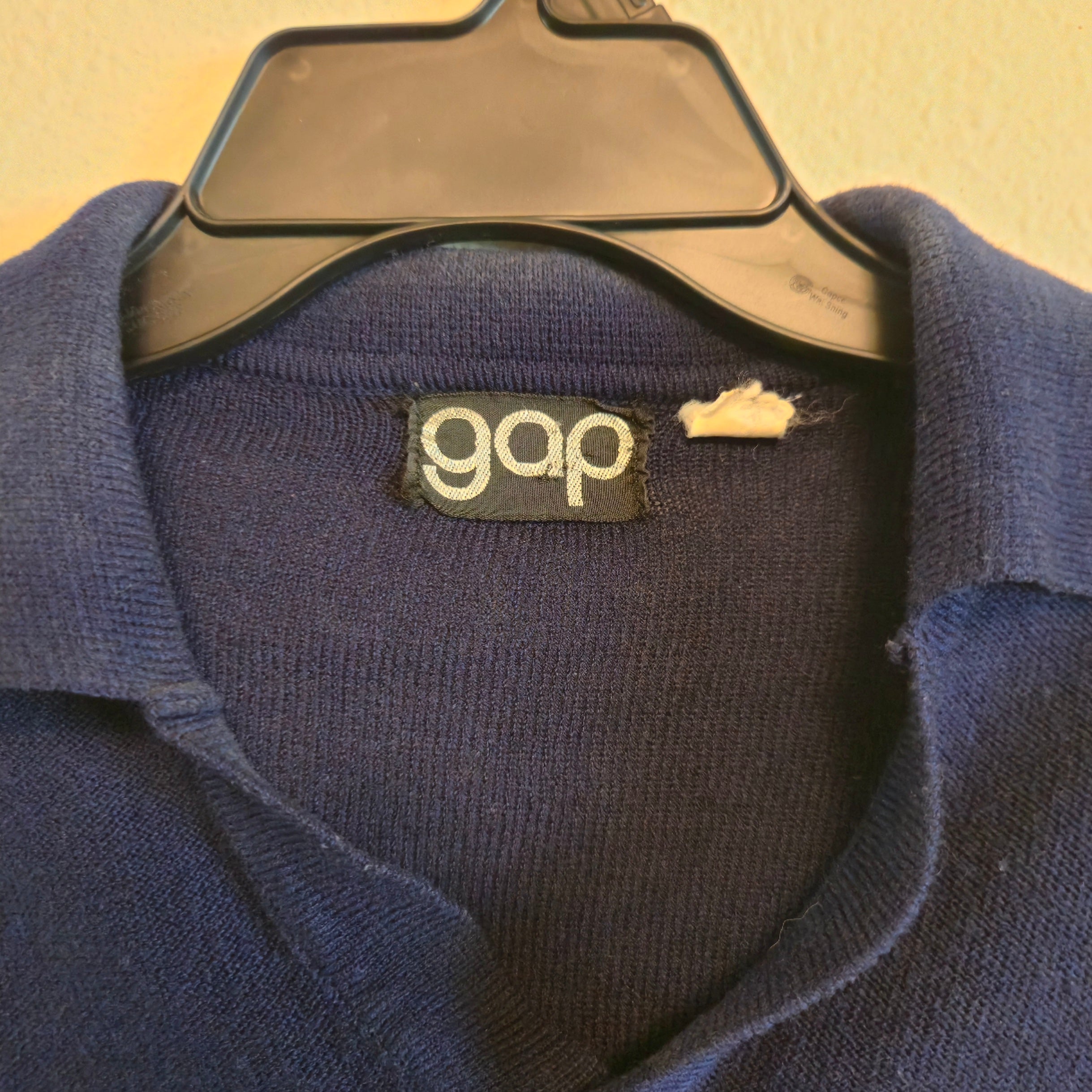 Vintage GAP Polo Collar Knit Pullover Sweater Striped Navy Y2K Preppy