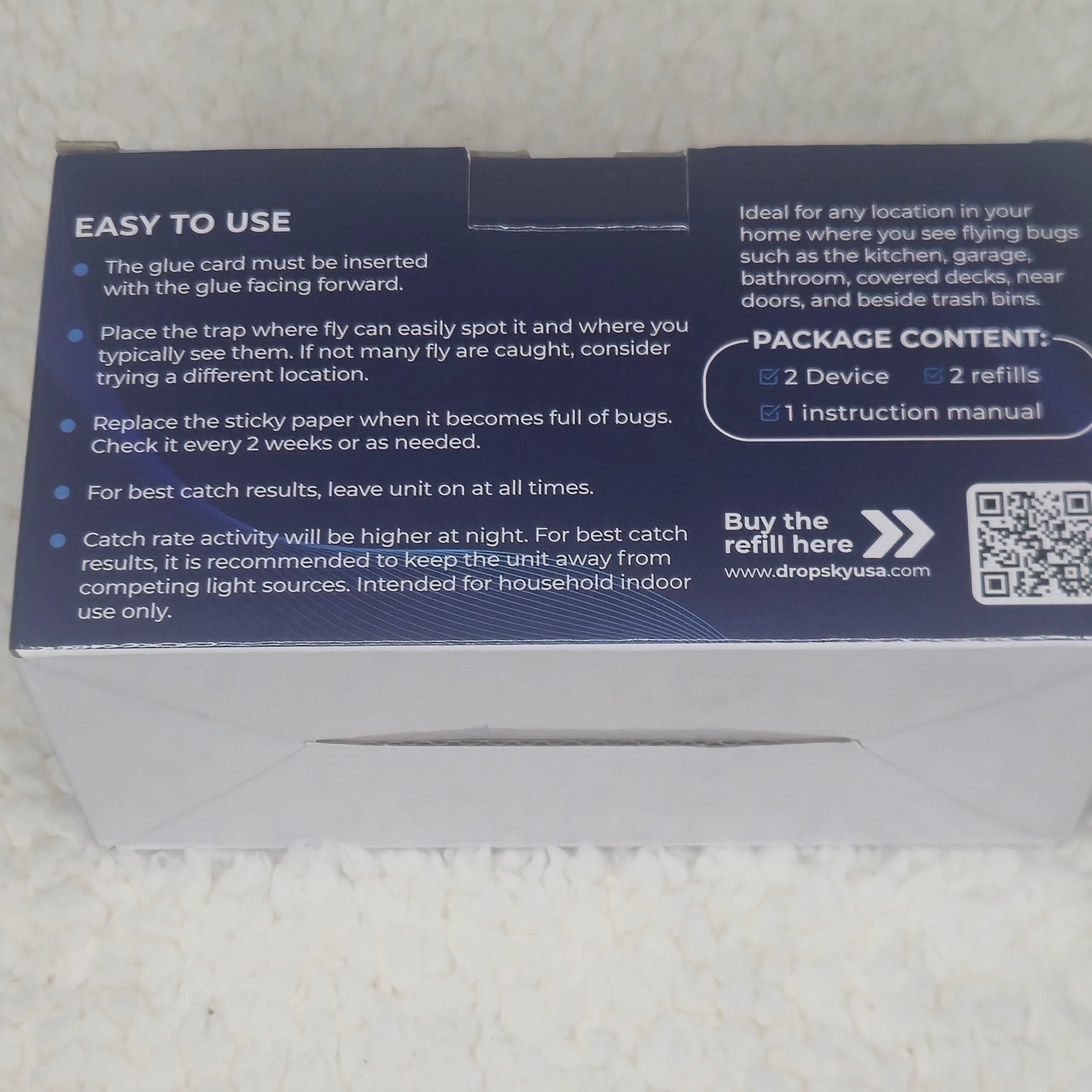 Dropsky Electric Fly Trap Indoor Plug-In Bug Catcher w/ Glue Cards 2 Pack